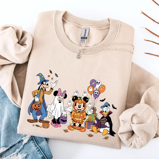 Discover Spooky Disney Sweatshirt, Mickeys and Friends Pumpkin Hoodie, Minnie Ghost Sweat, Mickey And Co Halloween Sweat, Disney Halloween Hoodie