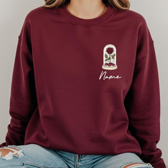 Discover Enchanted Rose Sweatshirt: Beauty and the Beast Belle Hoodie