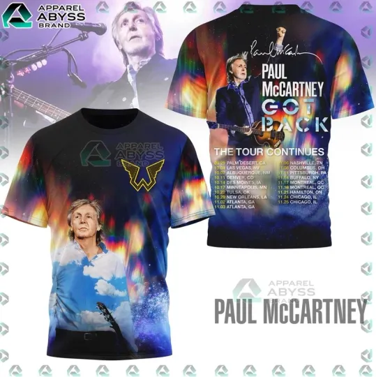 Discover P mccartney The Tour Continues 2025 AOP 3D T-Shirt