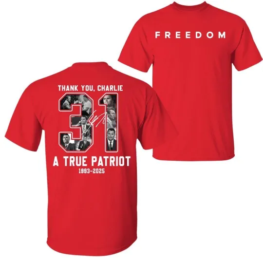 Discover Freedom Red Graphic T-Shirt Memorial Tribute Patriot Tee