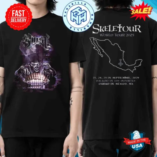 Discover Ghost Skeletour World Tour 2025 Unisex T-Shirt Mexico MX Sept 23-25