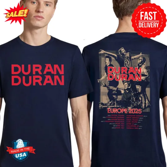 Discover Duran Duran Europe 2025 Tour Dates Double Sided T-Shirt