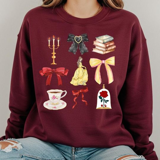 Discover Enchanted Rose Sweatshirt: Beauty and the Beast Belle Hoodie