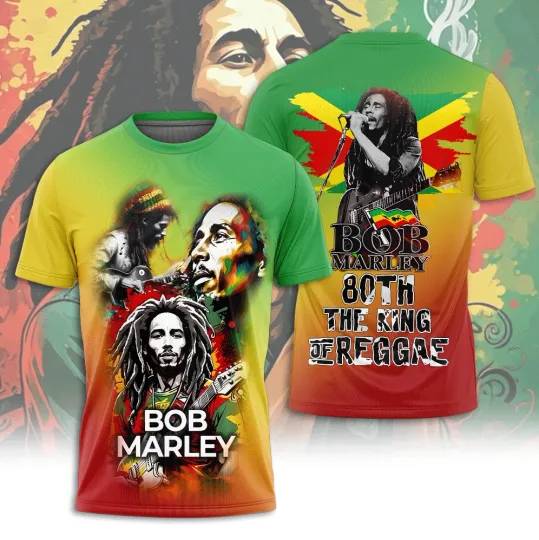 Bob Marley 80th The King Of Reggae 3D T-Shirt