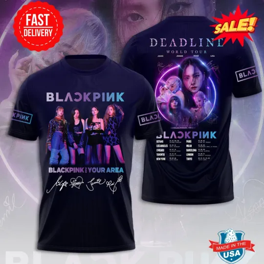 Discover BLACKPINK World Tour 2025 Shirt – 3D Kpop Tee for American Blink Fans