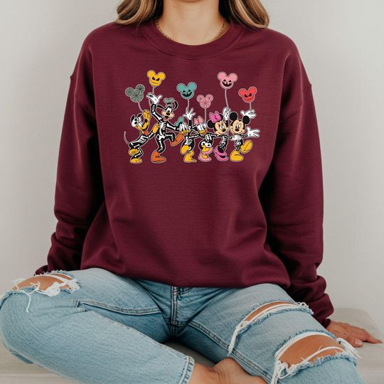 Discover Mickey and Friends Skeleton Sweatshirt, Mickey Hoodie, Skeleton Halloween Sweatshirt, Disney Halloween Gift, Disney Funny Halloween Shirt