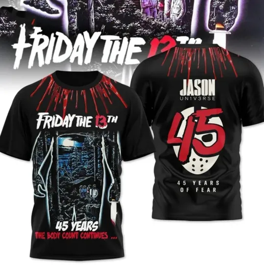 Discover Friday The 13th 45 Years The Body Count Continutes 3D T-Shirt