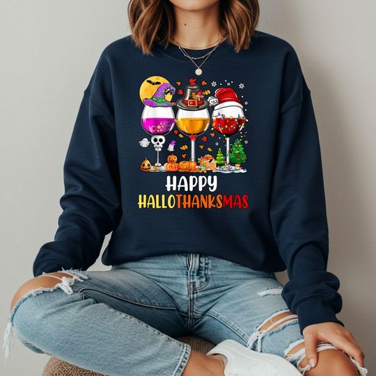 Discover Happy HalloThanksMas Hoodie: Holiday Season Sweatshirt
