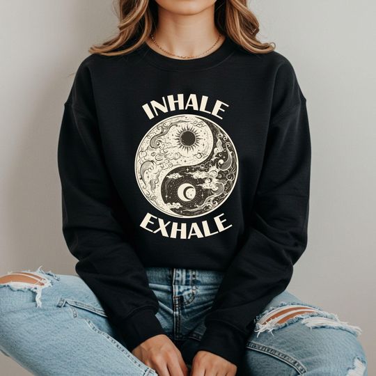 Discover Inhale Exhale Yin Yang Sweatshirt: Meditation Yoga Hoodie