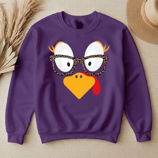 Thanksgiving Turkey Leopard Glasses Sweatshirt: Funny Grandma Gift