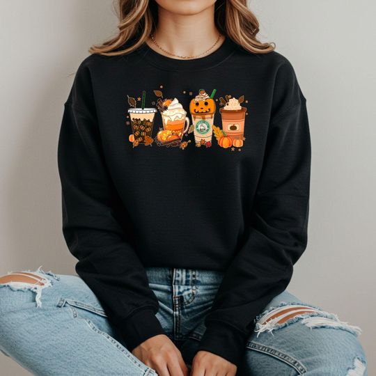 Halloween Spooky Coffee Latte Sweatshirt: Fall Cozy Pullover
