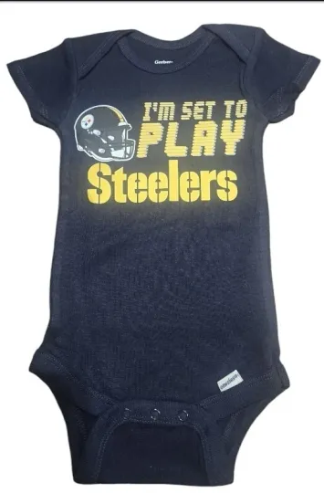 Pittsburgh Steeler Black Onesie Bodysuit Gerber  Tiny Tailgater