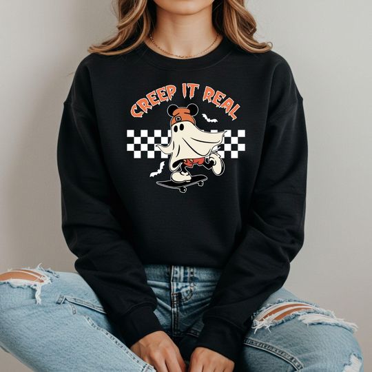 Discover Creep It Real Mickey Ears Halloween Hoodie - Spooky Season Sweatshirt