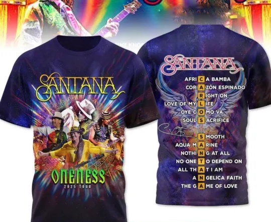 Discover Santana Oneness Tour 3D T-Shirt All Over Print