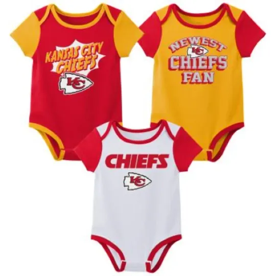 Discover football Kansas City Chiefs Baby Boy 3 Pack Short Sleeve Bodysuit