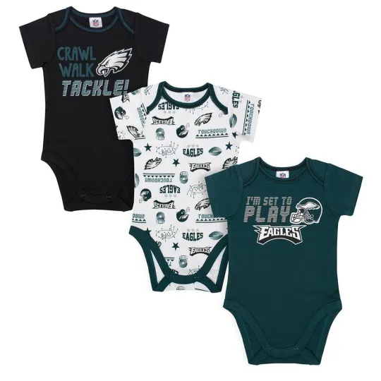 Discover Philadelphia Eagles Baby Onesie Bodysuit 3 Pk - Gerber football 0-3m 3-6m 6-12m 18m