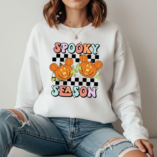 Discover Mickey Pumpkin Head Halloween Sweatshirt,Mickey Spooky Season Halloween Sweatshirt, Disney Halloween Hoodie, Disney Pumpkin Crewneck Sweater