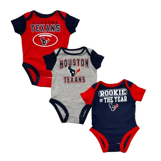 Discover football Houston Texans Baby Boys One-Piece Bodysuit 3pk Set, 12 Months