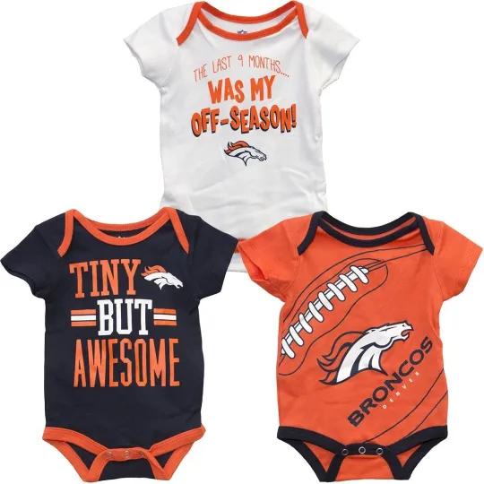 Discover Denver Broncos 3pc Creeper Bodysuit Set Infant Baby Awesome