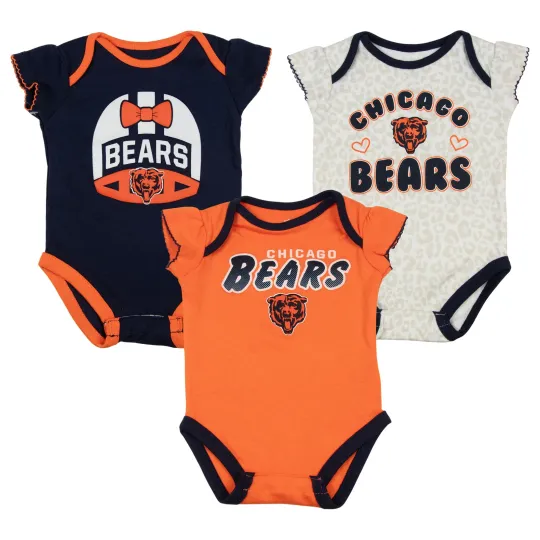 Discover football Chicago Bears Infant Girls One-Piece Bodysuit 3-Piece Set, 6-9 Months