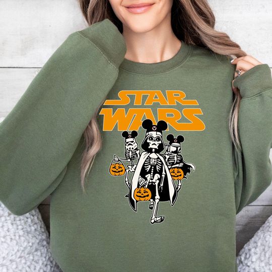 Halloween Star Wars Sweat, Mickey Skeleton Halloween Hoodie, Trendy Halloween
