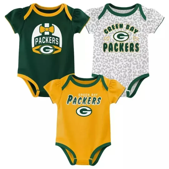 Discover football Green Bay Packers Baby Girls One-Piece Bodysuit 3pk Set 0-3M