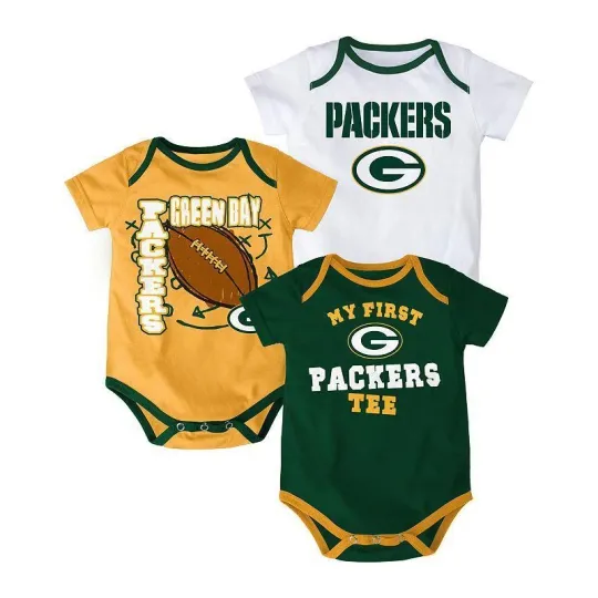 Discover NWT Green Bay Packers football Infant 3-Pack Bodysuits Creeper Set