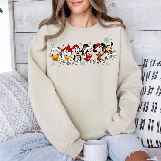 Discover Mickey and Friends Christmas Light Sweatshirt, Disneyland Christmas Sweat, Disneyland Hoodie, Christmas Family Sweatshirt, Christmas Gift