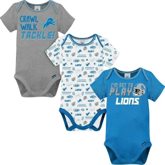 Discover Detroit Lions Baby Onesie Bodysuit 3 Pk - Gerber football Newborn 3-6m 6-12m 18m