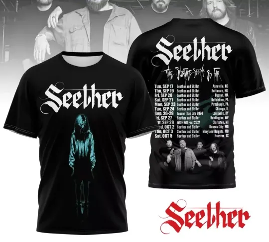 Discover Seether The Surface Seems So Far Tour 2024 3D T-Shirt