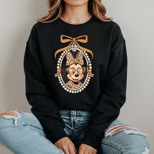 Discover Minnie Leopard Glasses Sweatshirt, Disney Animal Kingdom Sweatshirt