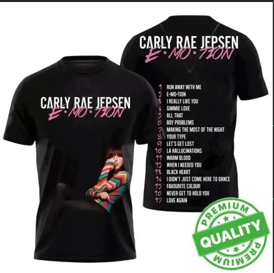 Discover Carly Rae Jepsen Emotion Album AOP 3D T Shirt Black Unisex