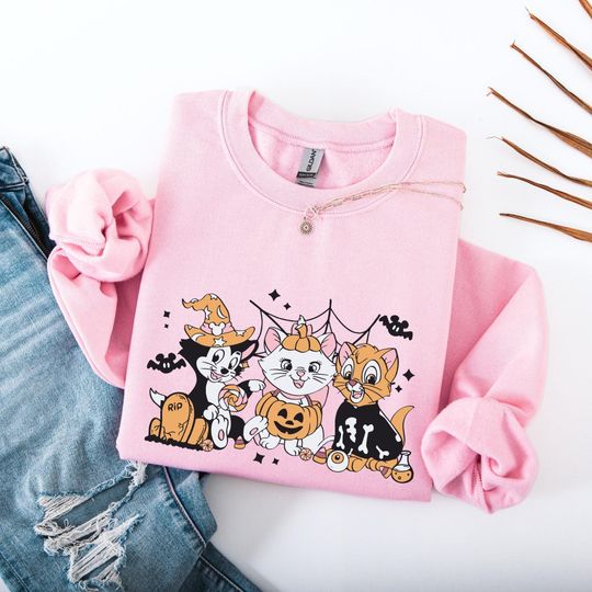 Discover Halloween Cats Sweatshirt, Cute Disney Cats Halloween Hoodie
