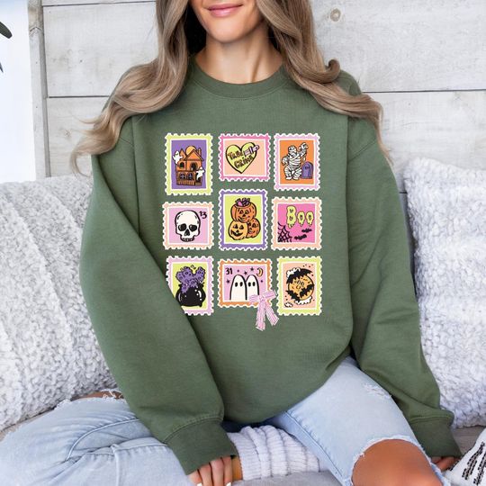 Discover Halloween Stamp Sweatshirt: Spooky Season Graphic Crewneck