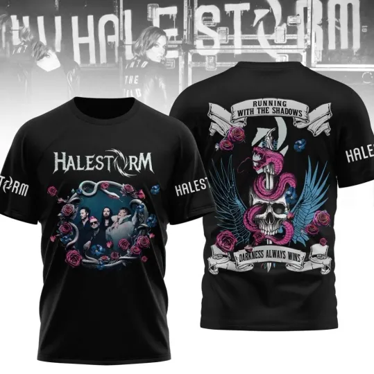 Discover Halestorm Running With The Shadows Darkness Always Wins 3D T-Shirt
