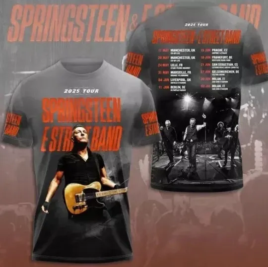 Discover Bruce Springsteen 2025 Tour 3D Printed T-Shirt