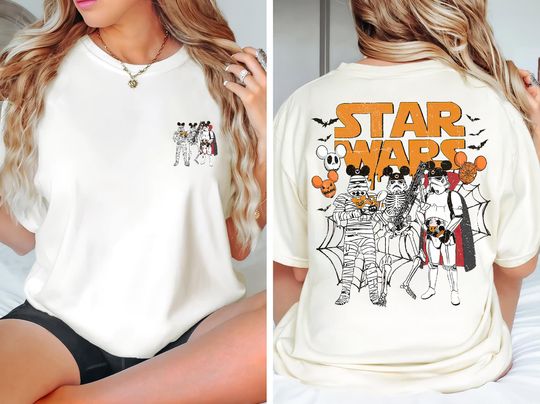 Discover Disney 2 Side Halloween Star Wars Stormtrooper Mickey Shirt, Stormtrooper Skeleton T-shirt, Magic Kingdom, Disney Family Trip, Gift Tee