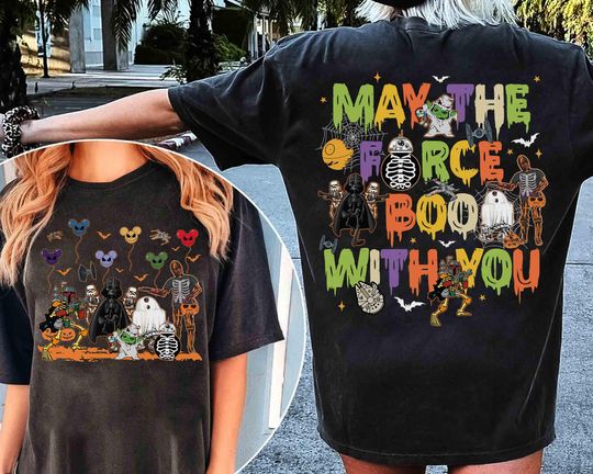 Star Wars May The Force Boo With You Mummy Skeleton Halloween Shirts, Darth Vader R2-D2 Balloons Shirt, Galaxy's Edge Hollywood Studios Tee