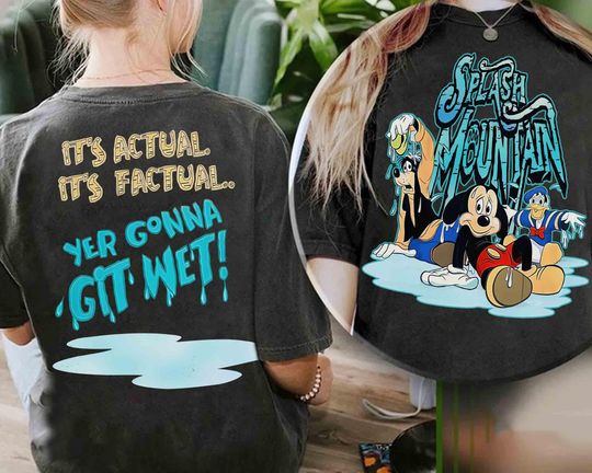 Discover 2-sided Vintage Disney Splash Mountain Yer gonna git wet T-shirt, Mickey and Friends Ready To ride Tee, Disneyland Family 2025 Matching Tee