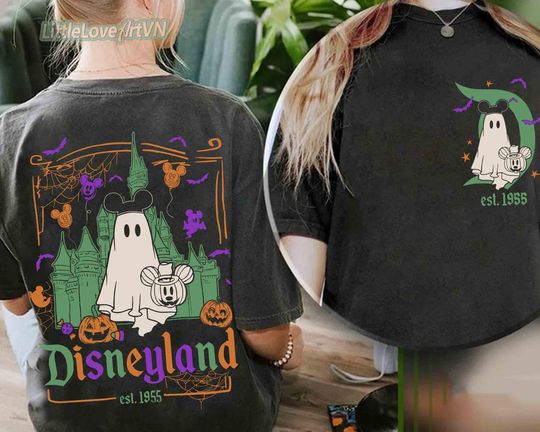 Discover 2-sided Disneyland est 1955 Mickey Mouse Ghost Halloween T-shirt, Mickey's Boo to You Halloween Parade Tee, Spooky Season Disney Girl Trip