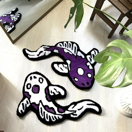 Discover Koi Yin Yang Fish Rug | Custom Asian Tufted Rug | Fluffy & Soft Tufting