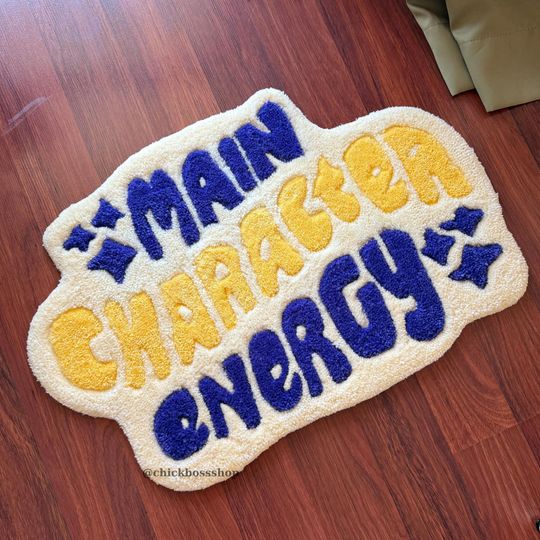 Discover Main Character Energy Rug Custom Tufted Rug | Quote Rug Aesthetic Room Decor | Funky Bold Colorful Accent Gift Tufting Rug