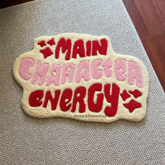 Discover Main Character Energy Rug Custom Tufted Rug | Colorful Pink Red Rug