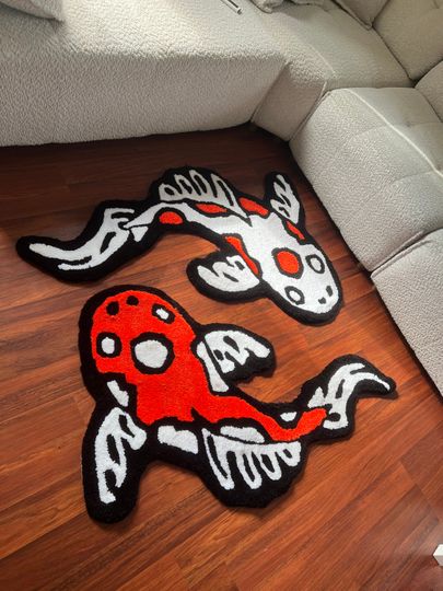 Discover Koi Yin Yang Fish Tuft RUG | %100 Handmade | Asian Custom Tufting