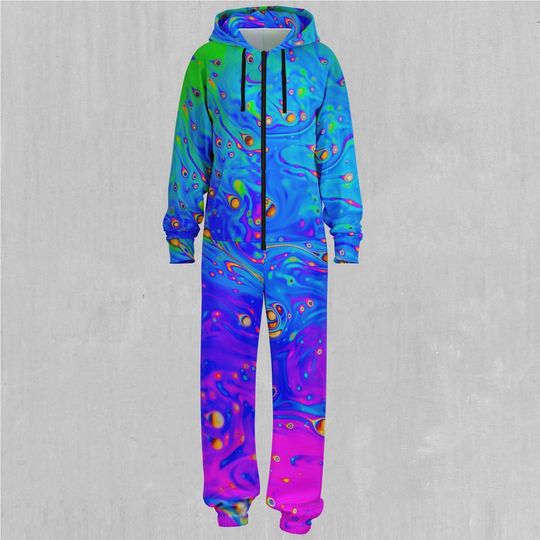Liquified Psychedelic Adult  Zip Up Jumpsuit Pajamas