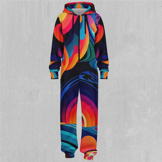 Psychedelic Vortex Adult  Zip Up Jumpsuit Pajamas