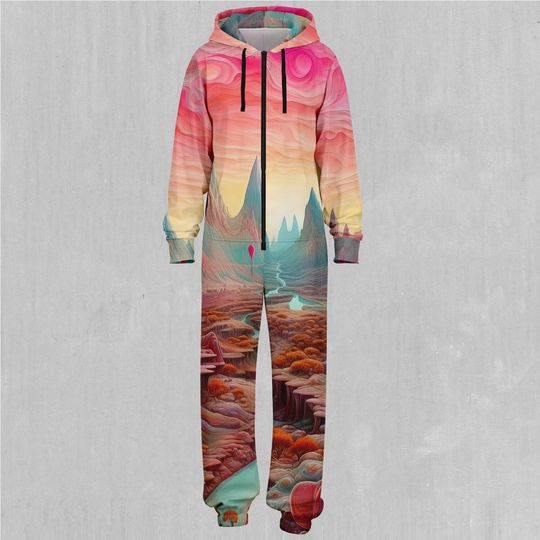 Dream Canyon Psychedelic Adult  Zip Up Jumpsuit Pajamas