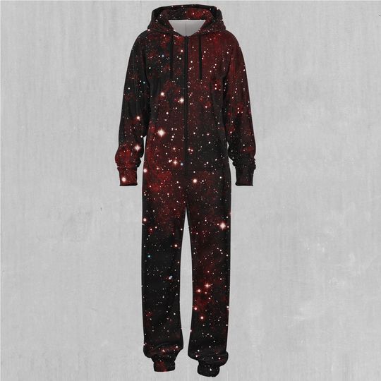 Crimson Space Outer Space Galaxy Adult  Zip Up Jumpsuit Pajamas