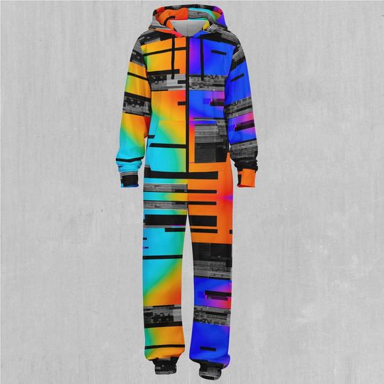 Spectrum Noise Vaporwave Retro Adult  Zip Up Jumpsuit Pajamas