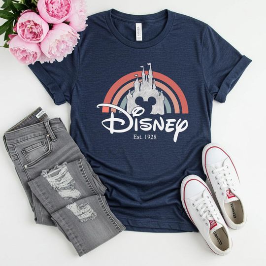 Discover Disney 1928 Rainbow T-shirt, Disney Rainbow Castle Shirt, Disney Trip Tee